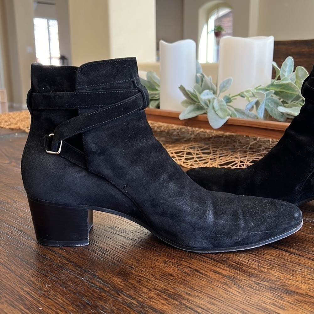 SAINT LAURENT
Suede Jodhpur Calfskin Blake Ankle Boots size 42 color black - Picture 11 of 16